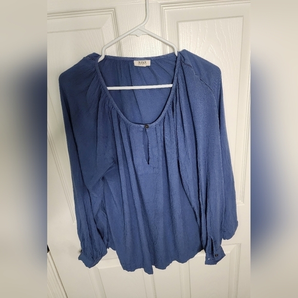 a.n.a Tops - A.N.A Women Top Keyhole Bijou Blue Pleated Blouse XXL